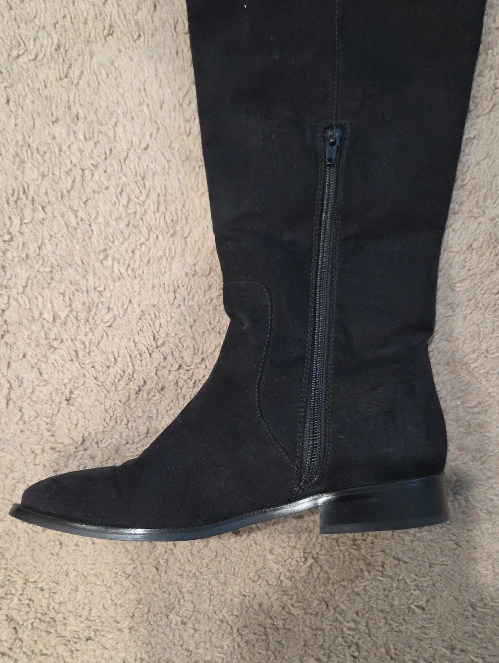 J.Crew Factory Black Microsuede Over The Knee OTK Boots Low Heel Size 9.5 AG056